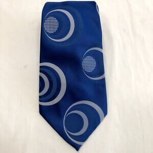 Necktie VTG Don Lopez of California Men's Tie Blue Circle Pattern Classic Wide
